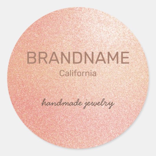 ロゼ金ゴールドカラーグラデーションテクスチフェイクャピンクグリッター ラウンドシール (正面)