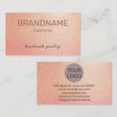 ロゼ金ゴールドカラーグラデーションテクスチフェイクャピンクグリッター 名刺 (正面/裏面)