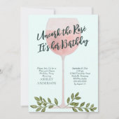 ロゼ ワイン ウォーターカラー 誕生日パーティー 招待状 (正面)