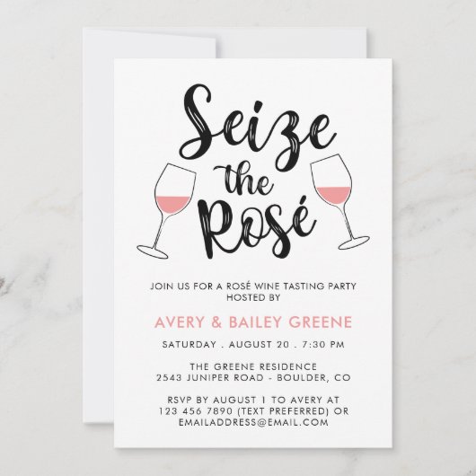 ロゼ ワイン テイスティング パーティーを楽しもう 招待状 (正面)