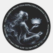 ロタス ヨガインストラクター 瞑想 ポーズ 輝く ミスト ラウンドシール (正面)