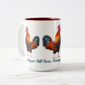 ロターズファームカスタムとティール(緑がかった色)文字 ツートーンマグカップ (正面左)