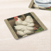 ロターズ&ヘンアウトアウトアウトサイドヘンハウス白縁どい スクエアペーパーコースター (アングル)