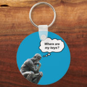 ロダンおもしろいのシンカー像 – 私の鍵はどこ? キーホルダー (正面)