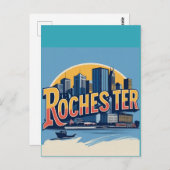 ロチェスターシティスカイラインニューヨークUSA ポストカード (正面/裏面)