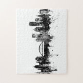 ロチェスターニューヨークスカイライン白黒 ジグソーパズル (縦)