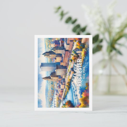 ロチェスターニューヨーク有名な旅行の場所の水色 ポストカード (スタンド正面)