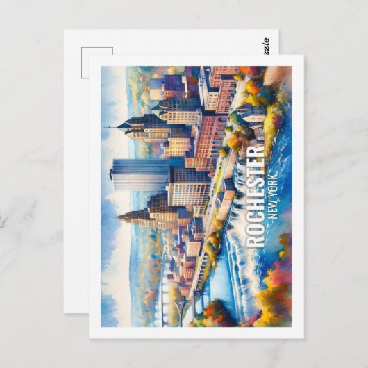 ロチェスターニューヨーク有名な旅行の場所の水色 ポストカード (正面/裏面)