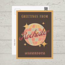 ロチェスターミネソタNYディスコレトロヴィンテージポストカー