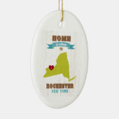 ロチェスター、ニューヨークの地図-ところにハートはです家 セラミックオーナメント (右)