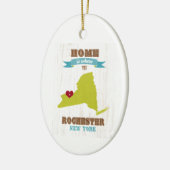 ロチェスター、ニューヨークの地図-ところにハートはです家 セラミックオーナメント (左)