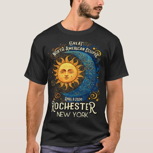 ロチェスター・ニューヨーク2024年皆既食太陽の4月 Tシャツ (正面)