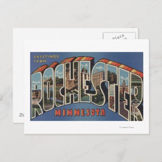 ロチェスター、ミネソタ州 - 大文字のシーン ポストカード (正面/裏面)