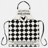 ロッおもしろいスターブラックとオフホワイト エプロン (正面)