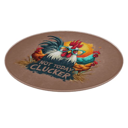 ロッおもしろいスター"Not Today Clucker"ファームライフアート カッティングボード (角)