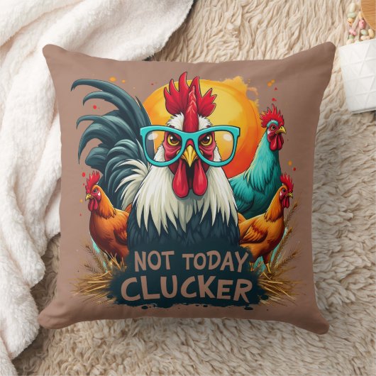 ロッおもしろいスター"Not Today Clucker"ファームライフアート クッション (ブランケット)