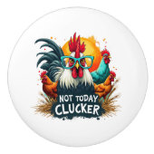 ロッおもしろいスター"Not Today Clucker"ファームライフアート セラミックノブ (正面)