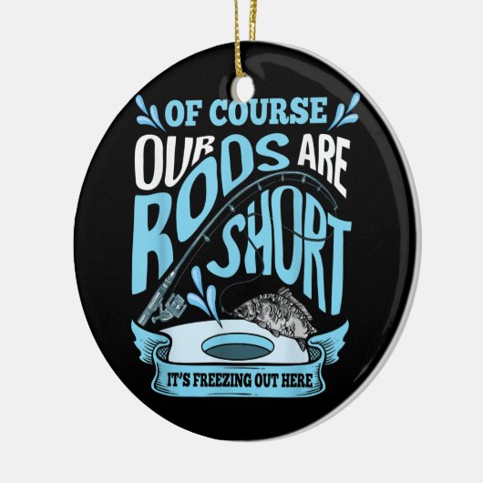 ロッおもしろいドはショートアイス魚釣りパパグランパ セラミックオーナメント (左)