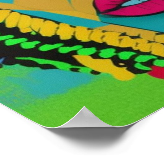 ロッはっきりしたクをポップ・アートの持つアフリカ系のアートアメリカ人女性 ポスター (角)