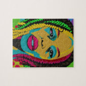 ロッはっきりしたクを持つアポップ・アートのート・アフリカ・アメリカ人女性 ジグソーパズル (横)