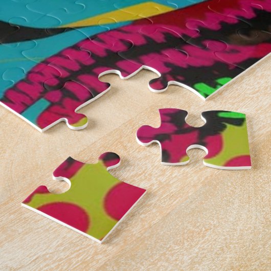 ロッはっきりしたクを持つアポップ・アートのート・アフリカ・アメリカ人女性 ジグソーパズル (側面)