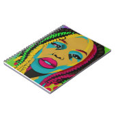 ロッはっきりしたクを持つアポップ・アートのート・アフリカ・アメリカ人女性 ノートブック (左側)
