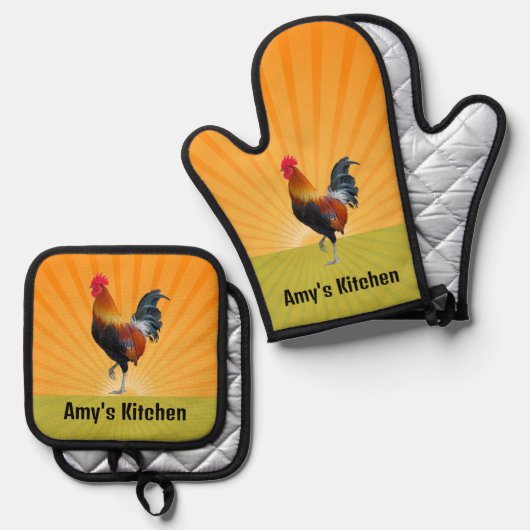 ロッカラフルスターデザイン 鍋つかみ&鍋敷きセット (正面/裏面)