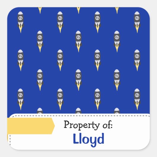 ロッカラフルト宇宙パタパーソナライズされたーン スクエアシール (正面)