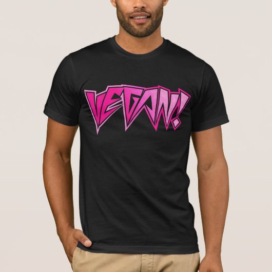 ロッカーのピンクのビーガン Tシャツ (正面)