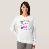 ロッカーの女の子のRockinのティー Tシャツ (正面フル)