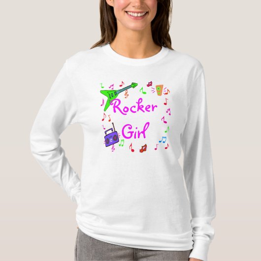 ロッカーの女の子のRockinのティー Tシャツ (正面)