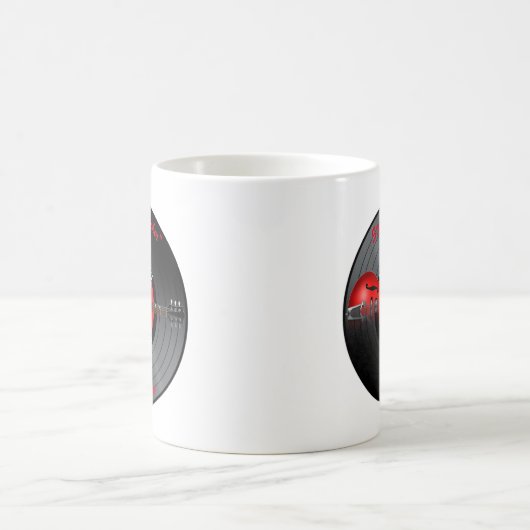 ロッカーの男のギターのレコード名 コーヒーマグカップ (中央)