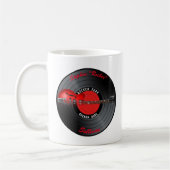 ロッカーの男のギターのレコード名 コーヒーマグカップ (左)