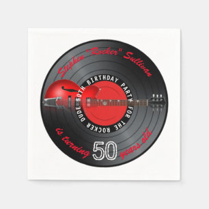 ロッカーの男のギターの記録第50誕生会 スタンダードカクテルナプキン