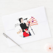 ロッカーガイGuitar Player Music cartoon Art ラウンドシール (封筒)