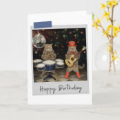 ロッカーキャッツおもしろい誕生日カード カード (黄色い花)