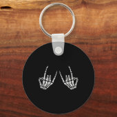 ロッカースケルトンのハンドロックオンコスチュームおもしろいハロウィーン キーホルダー (正面)