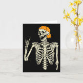 ロッカースケルトンキャップスケータークールハロウィンパンクロック カード (黄色い花)