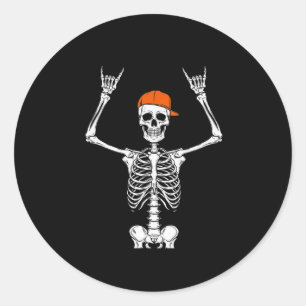 ロッカースケルトンキャップスケータークールハロウィンパンクロック ラウンドシール
