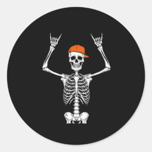 ロッカースケルトンキャップスケータークールハロウィンパンクロック ラウンドシール