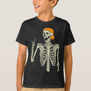 ロッカースケルトンキャップスケータークールハロウィンパンクロック Tシャツ