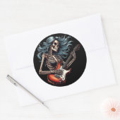 ロッカースケルトン女遊性ギターのダークアート ラウンドシール (封筒)