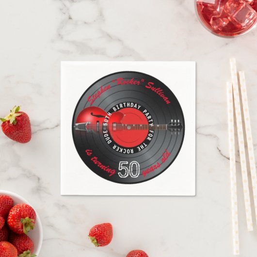 ロッカーデュデギターレコード50thバースデーパーティー スタンダードカクテルナプキン (インサイチュ)