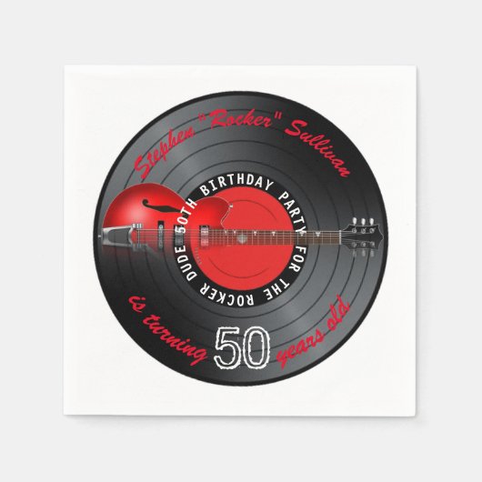 ロッカーデュデギターレコード50thバースデーパーティー スタンダードカクテルナプキン (正面)