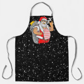 ロッカーハンドクリスマスの入れ墨サンタ エプロン (正面)