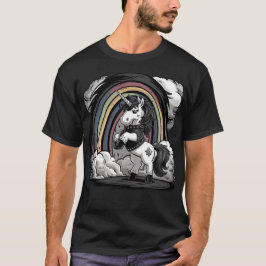 ロッカーバイブ付きヘビーメタル漫画ユニコーンおもしろい Tシャツ