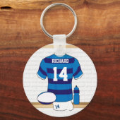 ロッカーパーソナライズされたルームのラグビージャージー キーホルダー (正面)