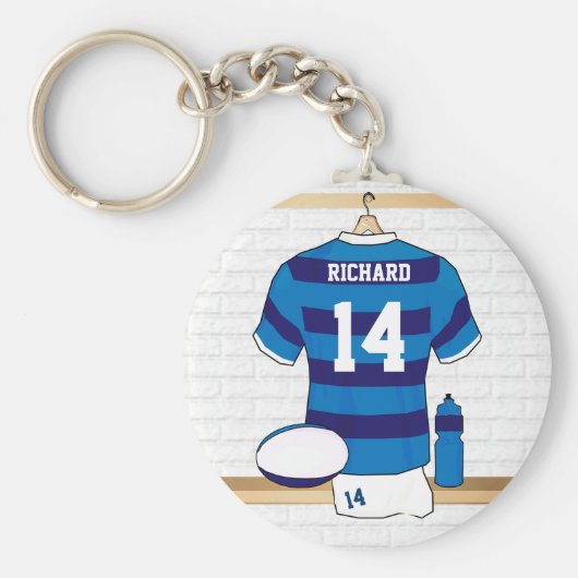 ロッカーパーソナライズされたルームのラグビージャージー キーホルダー (正面)