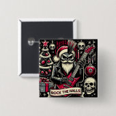 ロッカーファーザークリスマス 缶バッジ (正面&裏面)