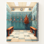 ロッカールームベンチのレトロなチェッカーボードの床 ノートブック (裏面)